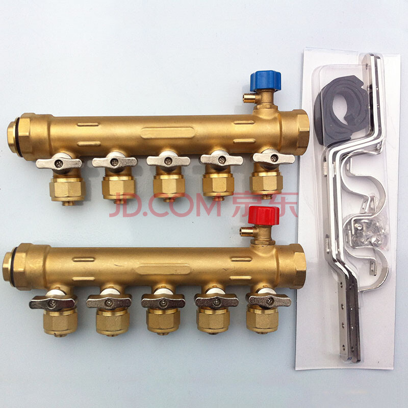 球阀手动分集集水器 地暖分水器 带球分水器 黄铜锻压一体2-8路 7回路