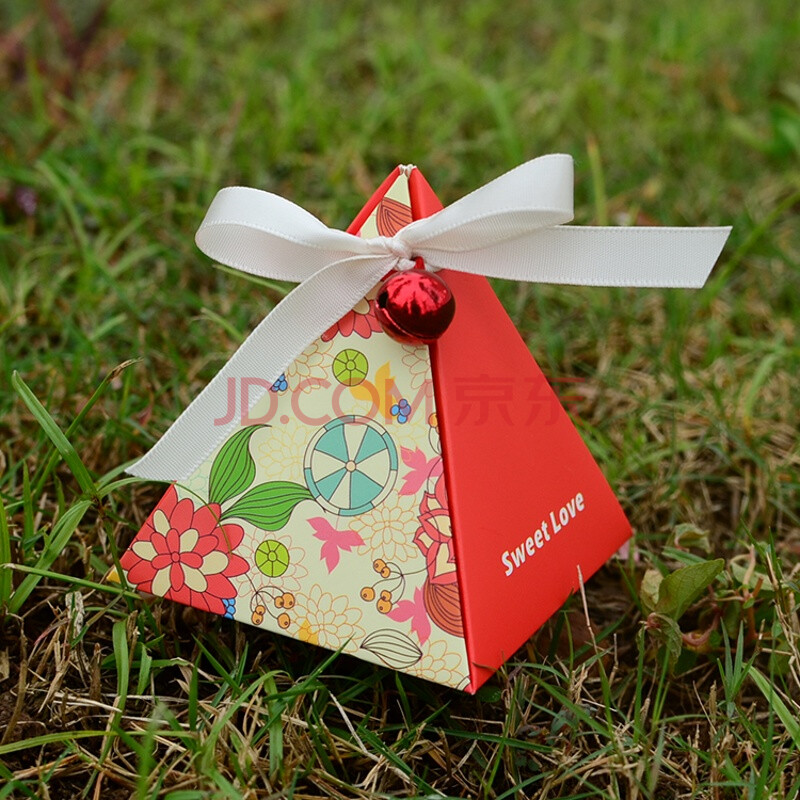 小清新碎花田园喜糖盒创意森系三角形糖果盒子婚礼生日派对回礼袋 大