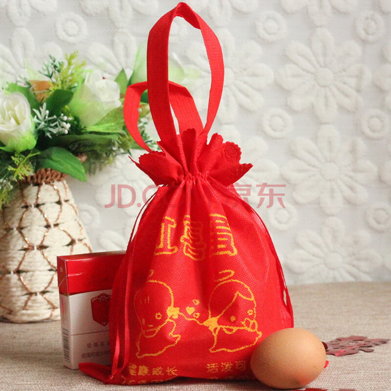 喜蛋袋 红喜蛋红布袋 宝宝满月回礼袋 喜字袋寿字袋鸡蛋袋 20个特小抽