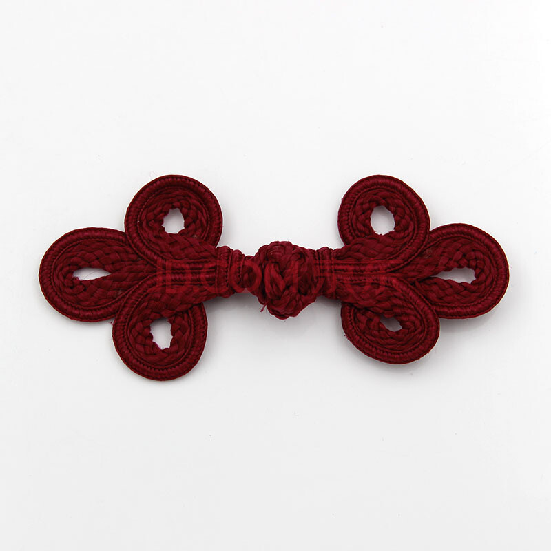 三爱传统手工纽扣 涤纶大号三叶旗袍古装布扣盘扣 深红色 约13.5cm