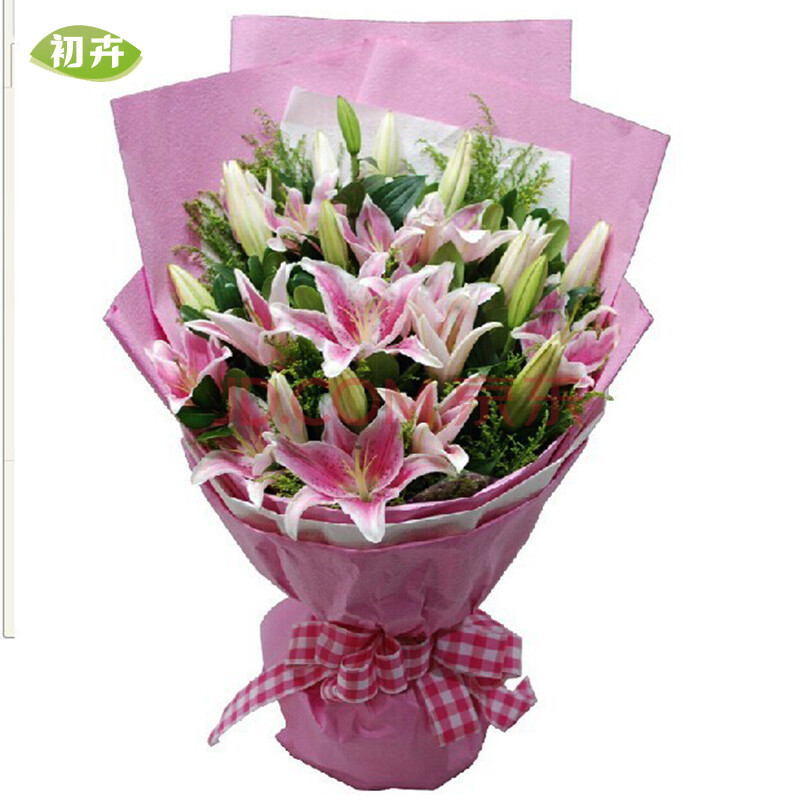 鲜花礼盒花束生日礼物送女友长春哈尔滨兰州齐齐哈尔 q款21朵粉百合花