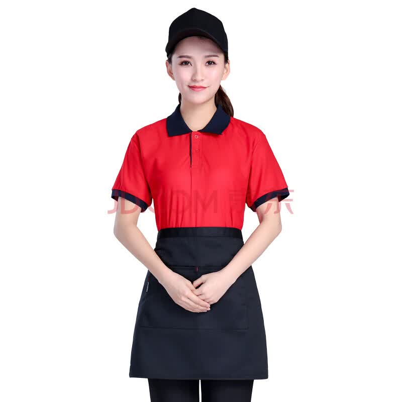 夏季男女餐饮火锅快餐店服务员工作服短袖t恤 奶茶超市酒店工作服上衣