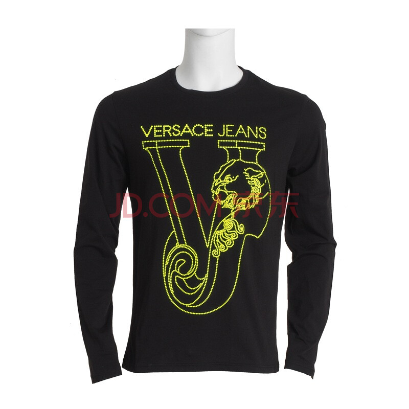 versace jeans (范思哲)男士黑色v字logo长袖t恤 798 36567 899 52码