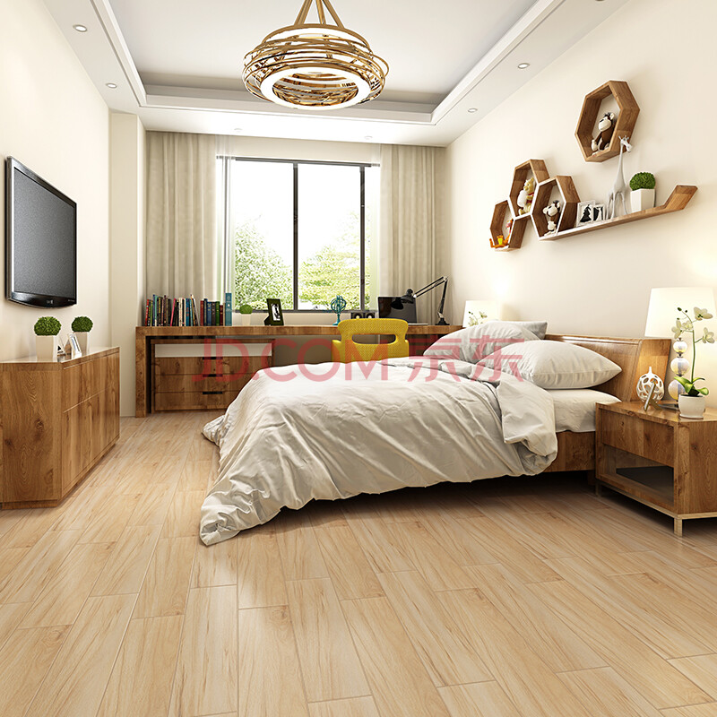 楼兰 瓷砖 木纹地板砖150 900卧室地砖 仿实木地板瓷砖 缅甸金柚ql