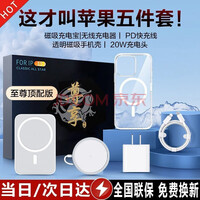 苹果六件套iphone13 12蓝牙耳机磁吸手机壳充电器无线充电器充电宝苹果快充5件套装驰界 苹果13【至尊顶配五件套】