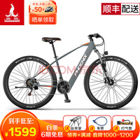 凤凰锂电池助力电动自行车男女双碟刹山地车新国标电动车 【山地款】599破风轮-21速灰色 电动续航24公里