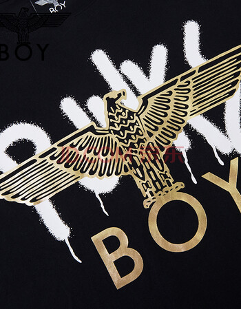 boy london 2020春新品烫金老鹰印花潮款撞色涂鸦情侣t恤 b201nc400