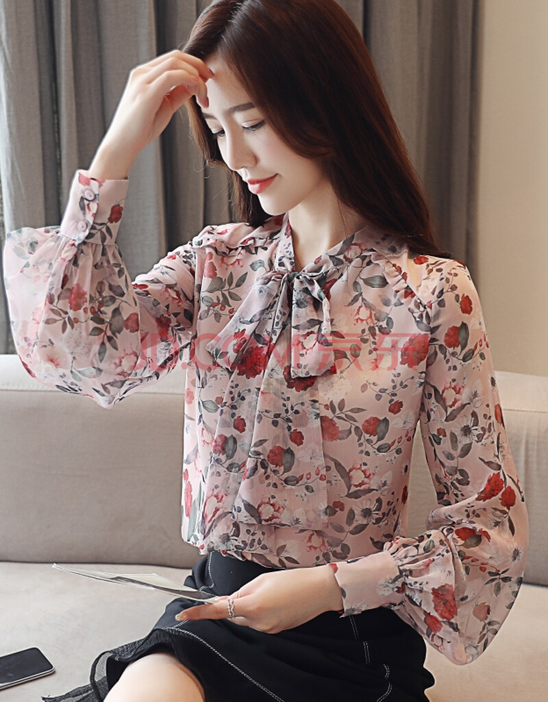【京选品质】秋装衬衫2020新款洋气小衫碎花雪纺衫女韩版百搭上衣长袖
