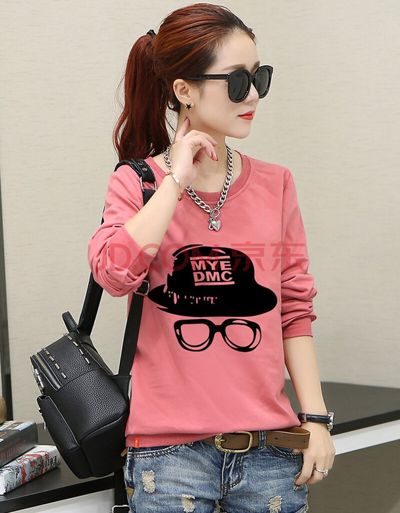 卓芭莎长袖t恤女2020春季新款韩版圆领印花百搭宽松显瘦