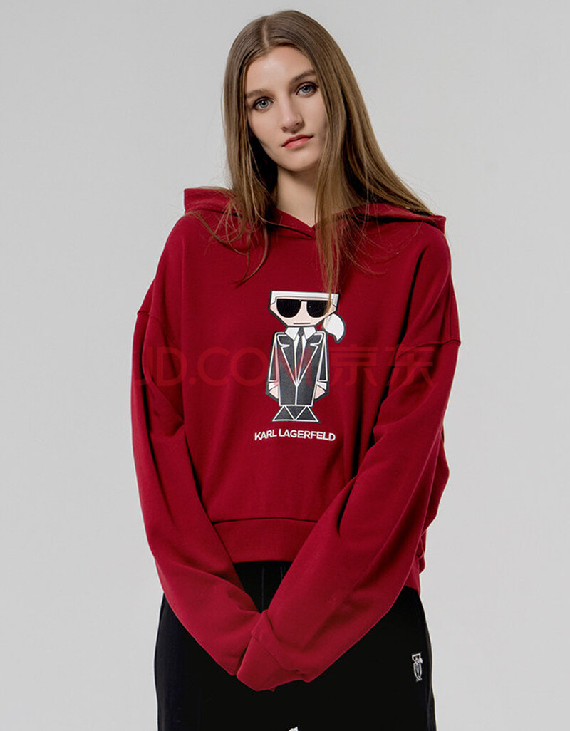 lagerfeld 卡尔拉格斐 红色老佛爷logo卫衣 红色 l【图片 价格 品牌