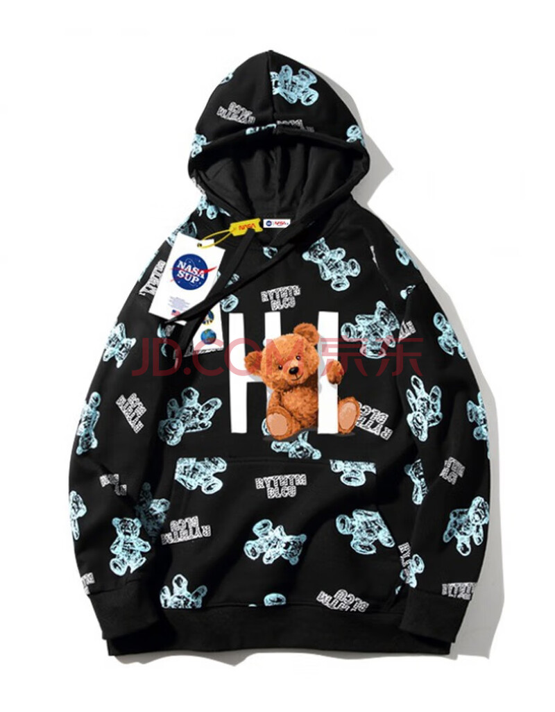 展创nasa sup官网联名春季2021印花情侣连帽潮牌宽松小熊卫衣男 8550