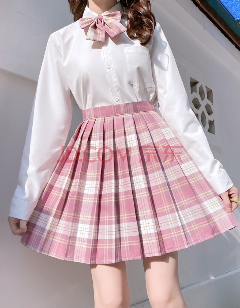 花路酱 日系学院风jk制服裙粉色少女学生装校服基础款格裙子比赛演出