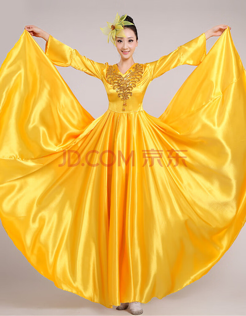 【新品】舞蹈大摆裙连衣裙长裙合唱服古典舞表演出服装舞台广场舞开场