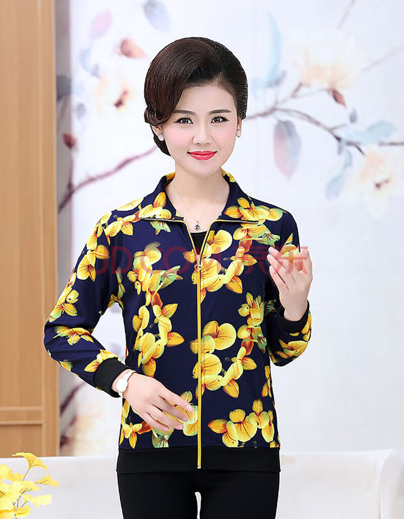 女装 中老年女装 deciuhlae 妈妈装夏季薄外套短款夹克衫花色上衣中年