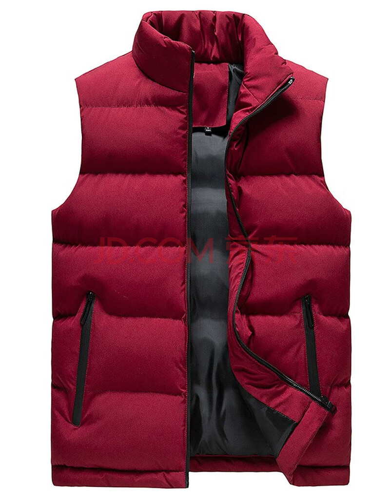 棉服男士马甲秋冬季潮流立领宽松加厚坎肩青年背心休闲保暖马夹 红色