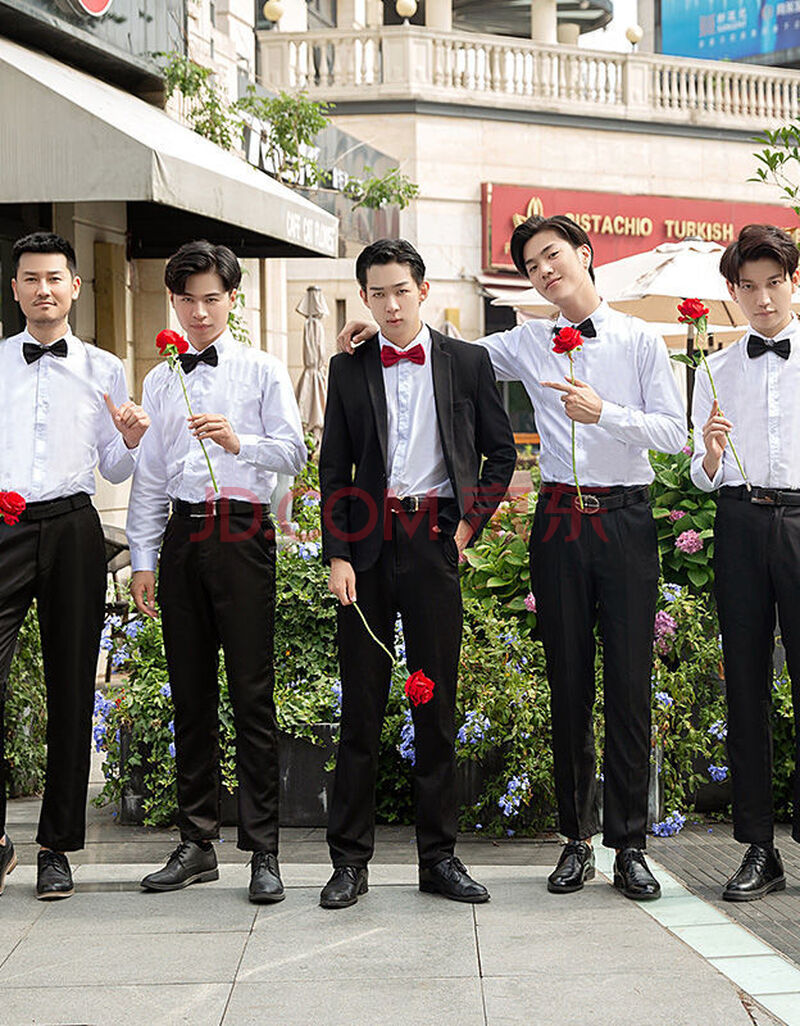 伴郎服西式兄弟装男结婚团服装西装外套衬衫马甲三件套装礼服夏季