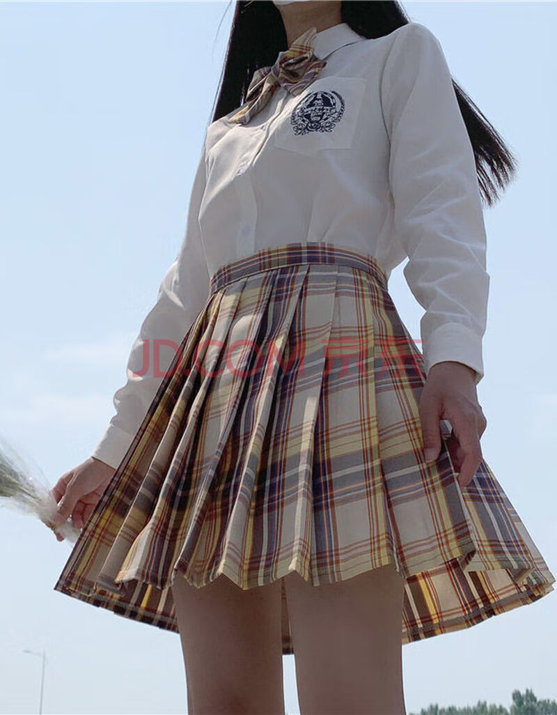 圣洛锋 秋季新款jk制服套装女格裙子 jks制服山吹温柔一刀百褶裙学院