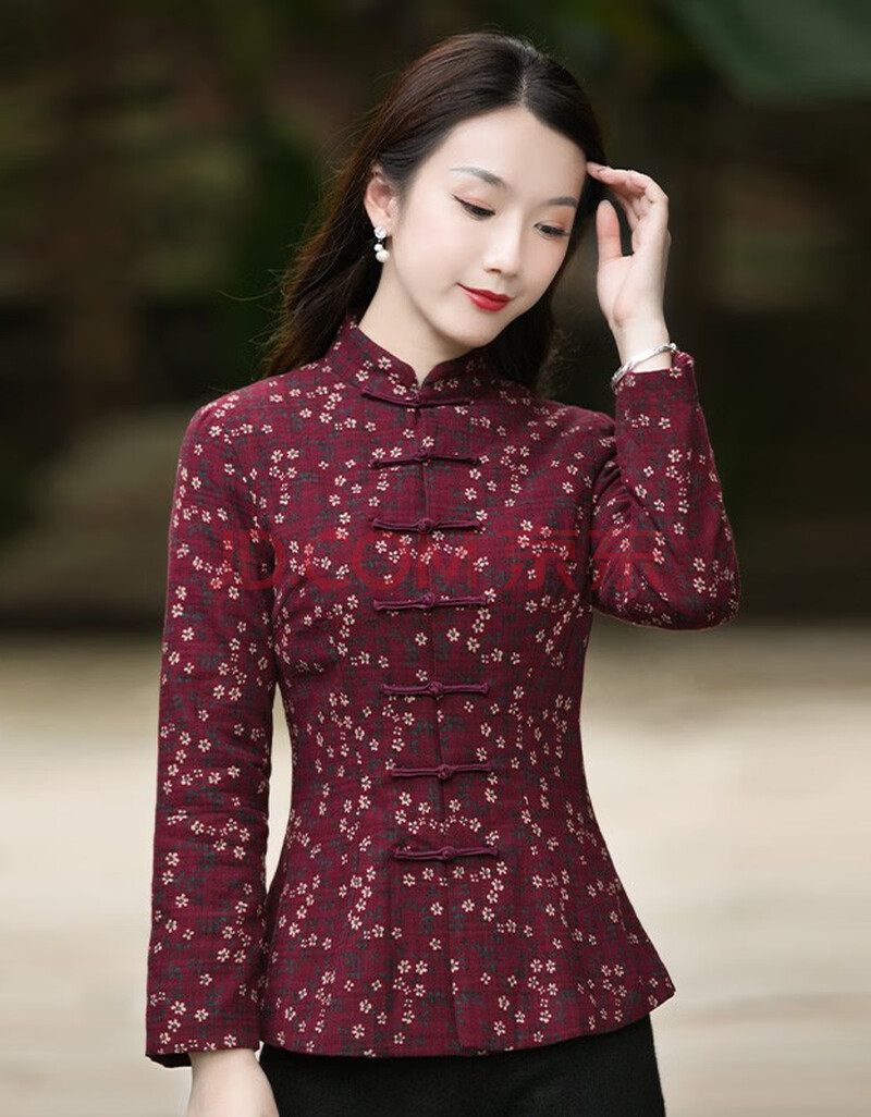 筠雅半身旗袍中式唐装上衣复古时尚棉麻长袖茶艺师古风中国风女装 j