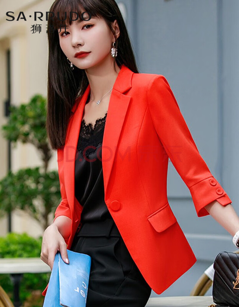 洋气西装外套女修身显瘦舒适减龄休闲通勤西服上衣女 单件红色西装 l