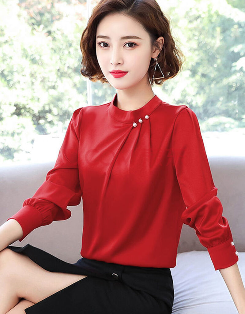 大牌品质ccdd同款雪纺衬衫女长袖2021春季新品女装钉珠小衫打底衫职业