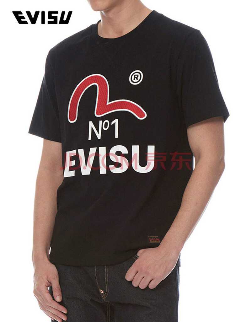 evisu 19aw 男士海鸥图案刺绣短袖t恤 1eaadm9ts524xx 黑色 xl
