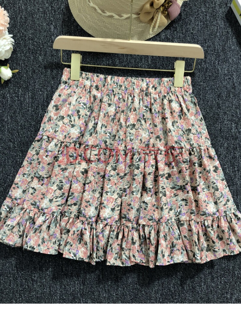 浪莎小雏菊碎花短裙半身裙春款百搭高腰雪纺百褶a字裙蛋糕裙女夏21年