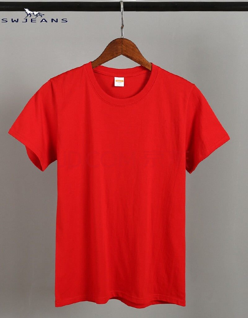男士短袖t恤圆领宽松衣服汗衫t恤男纯色简约半袖上衣打底衫 红色 xs