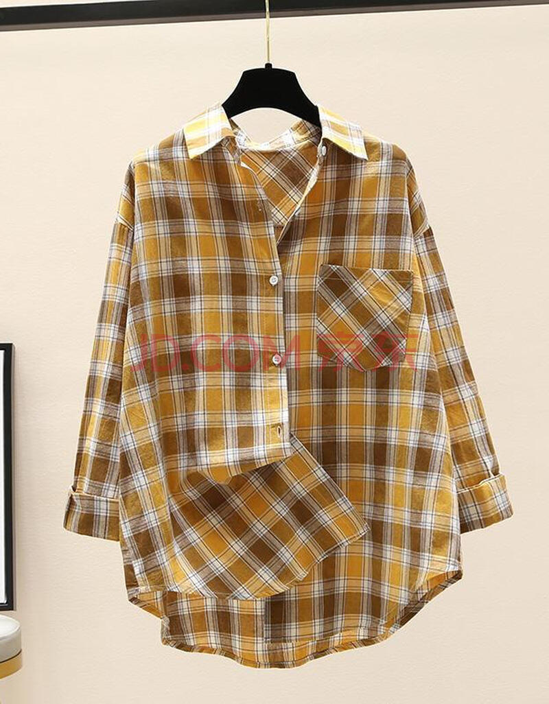 格子衬衫 女衫衣长袖春夏款格子衬衫女学生韩版宽松季小清新中长款港