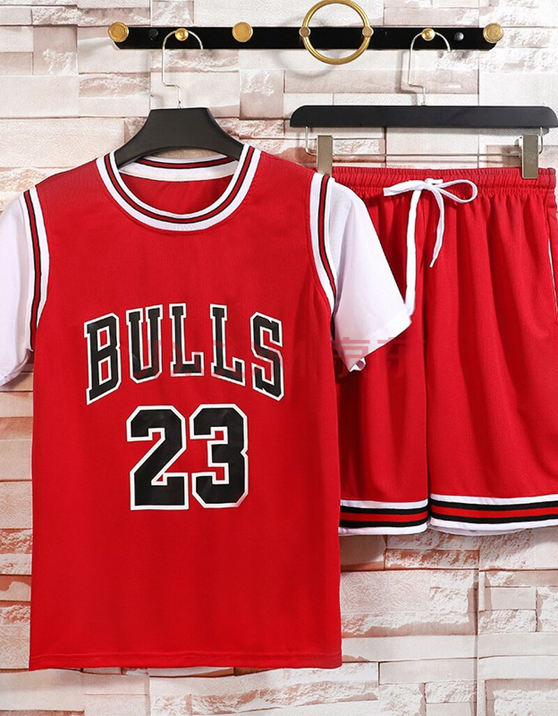 罗臣 短袖套装男篮球服假两件球衣套装湖人队24号同款宽松短袖运动