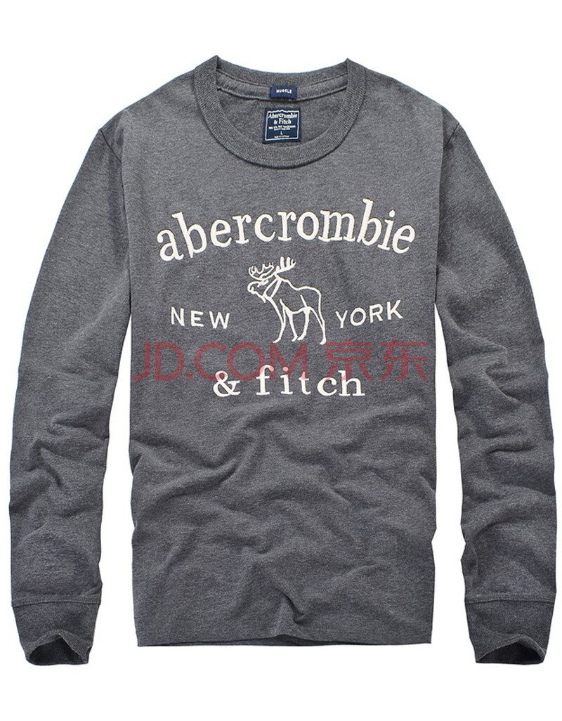 abercrombie fitch全球海外购春装美国休闲af圆领男士长袖t恤纯棉体恤