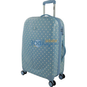 > hippo河马全pc亮面外壳四轮拉杆箱kd12浅蓝爱心圆点29寸配tsa海关锁