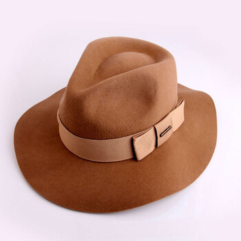 mossant纯羊毛爵士大檐礼帽 卡其色