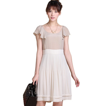 维格娜丝vgrass波点连衣裙米藕色22401 米藕色 5码