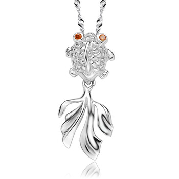 银色倾城chincs 925纯银项链 女 小鱼 金鱼项链 可爱款p0235 配送40cm