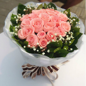乐舞鲜花速递 19枝粉玫瑰花束 19朵玫瑰花 生日订花 情人节预定 平时
