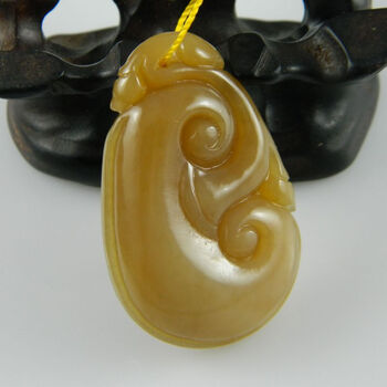 西域珠宝 新疆和田玉挂件 糖玉如意吊坠 吉祥项坠 饱满油润 带证书