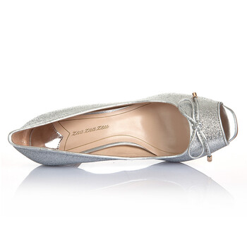 zsazsazsu莎莎苏 牛皮 za359-02y3 名嫒晩装鱼嘴鞋 女鞋 银白色 35码