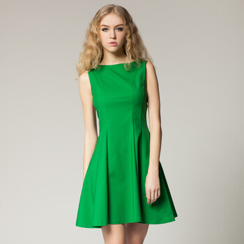 贝瑞英格 2013新品 欧美一字领修身收腰连衣裙 61340002 深绿色 xl