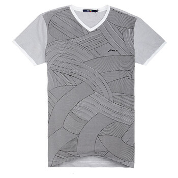 金苹果正品 夏季男装新品 v领短袖时尚印花男t恤衫 韩版修身男t