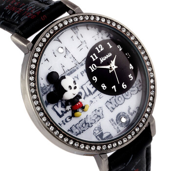 迪士尼disney米奇mickey 时尚女士手表 简约镶钻个性女表学生手表dc
