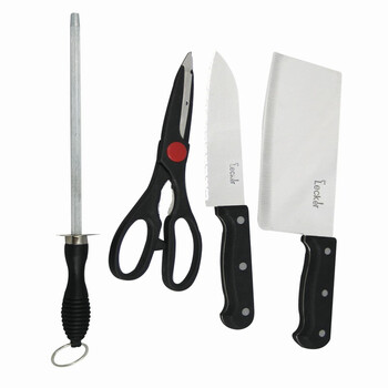 德铂debo 不锈钢刀具六件套（菜刀+水果刀+剪刀+果肉刀+磨刀棒） KR-608