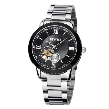 艾奇(eyki)时尚复古个性 不锈钢全自动机械手表 男表 8673 黑色