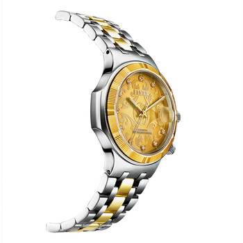 飞亚达fiyta金表祈福系列金色机械男表ga8148.