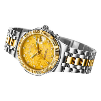 飞亚达fiyta金表祈福系列金色机械男表ga8148.