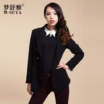 梦舒雅 春装 上衣新品 女士优雅西装 03黑色 xxxl