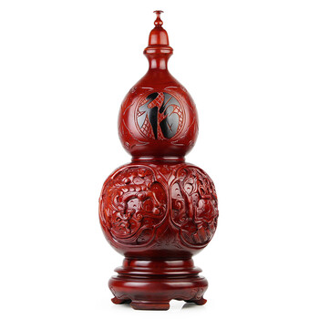 吉善缘 红檀木葫芦摆件 高档家居风水装饰品保平安工艺礼品0213 62cm