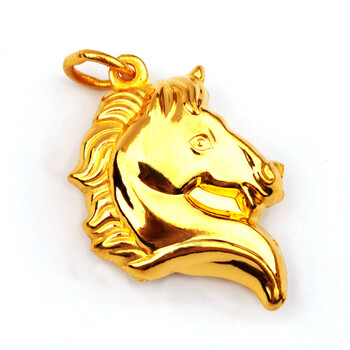 菜百首饰黄金/千足金马头吊坠 5.07g