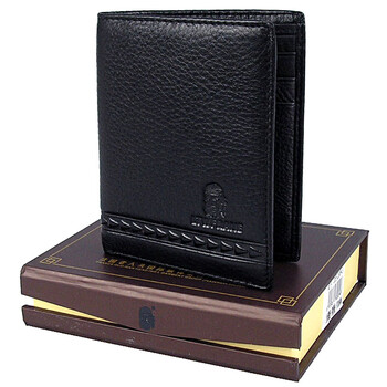 法国老人头ltwfrane商务休闲男士牛皮钱包短款钱夹130030103黑