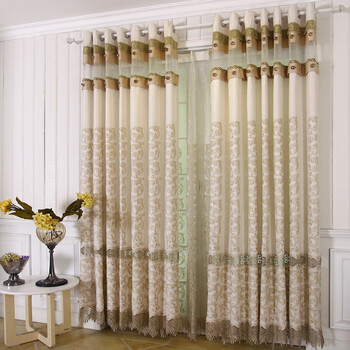红山玉欧式窗帘成品 豪华高端卧室镂空绣花遮光窗帘布艺 定制窗帘 米