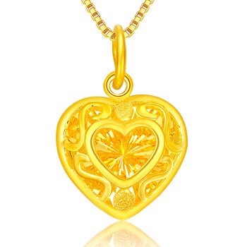 千禧之星 999千足金黄金吊坠女款心形 约3.24-3.31g